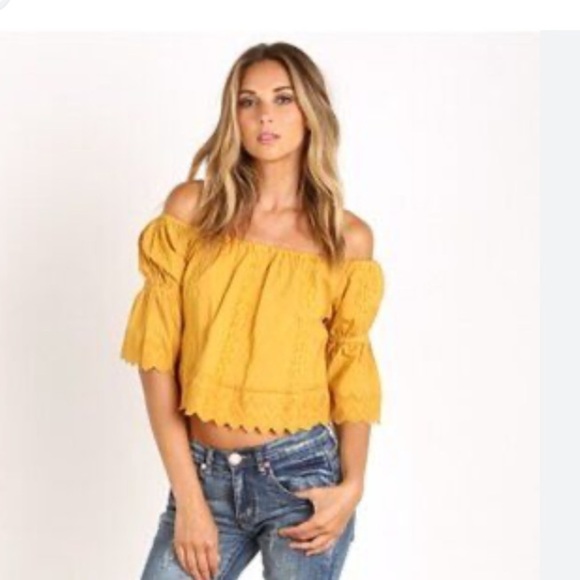 Tularosa Revolve Women's Yellow Off-Shoulder Lola Top Size Small - Picture 1 of 5